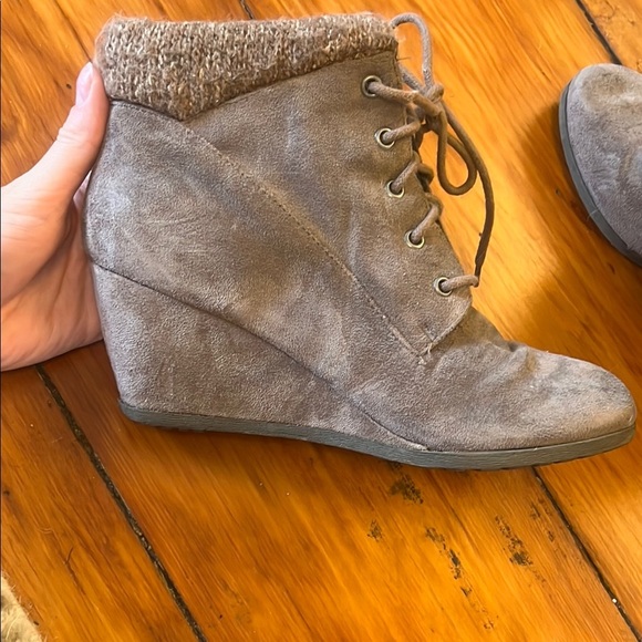 Madden Girl Lace Up Suede Wedge Boots - Brown - Picture 3 of 5